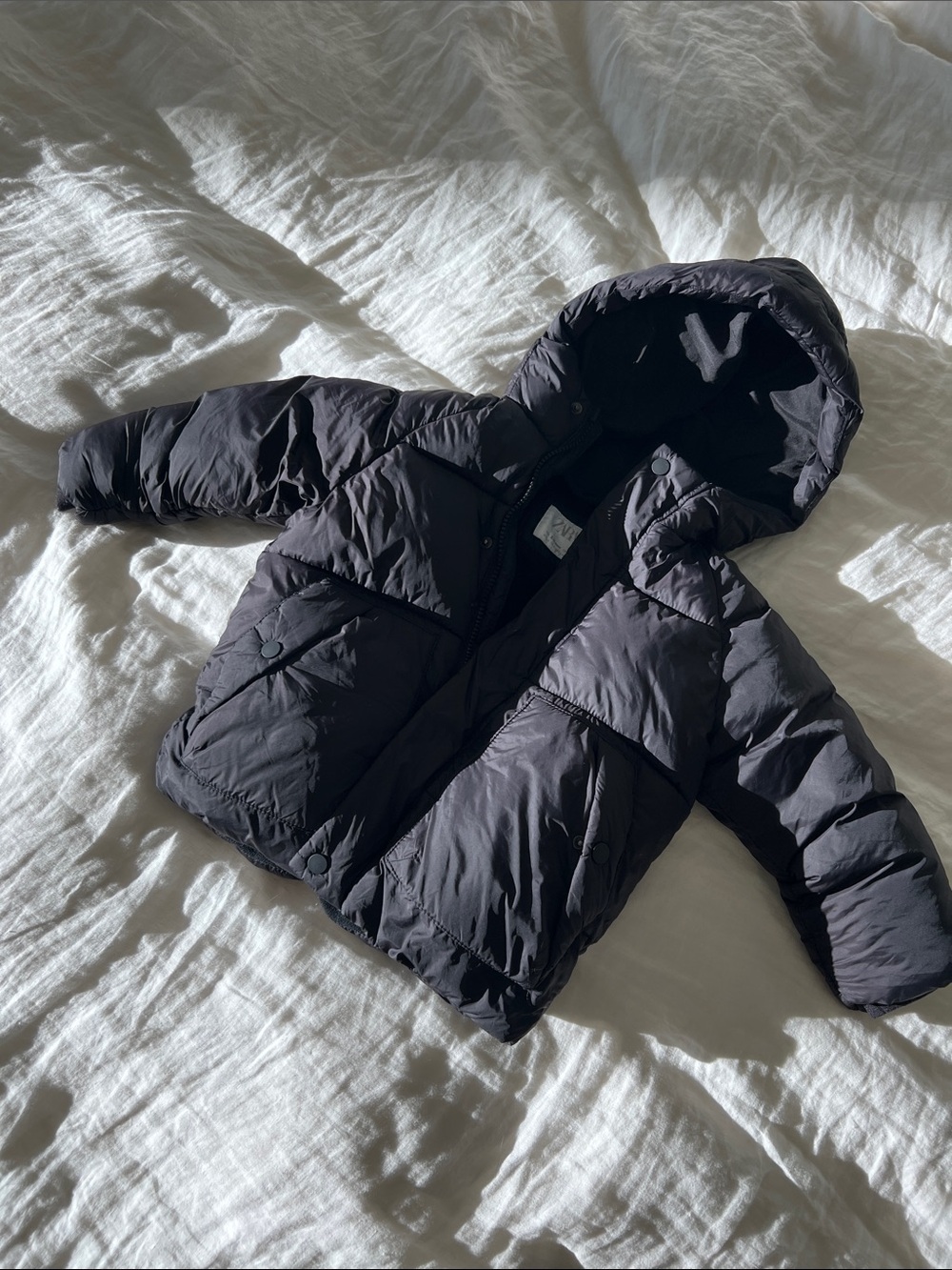 Zara Kids Hooded Puffer Jacket in Black 2-3